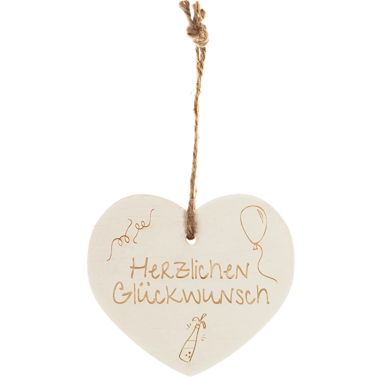 Kleines Vintage-Herz Aus Holz "Herzlichen Glückwunsch" 24017