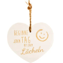 Vintage-Herz Aus Holz "Beginne Jeden Tag Mit Einem Lächeln" 24026
