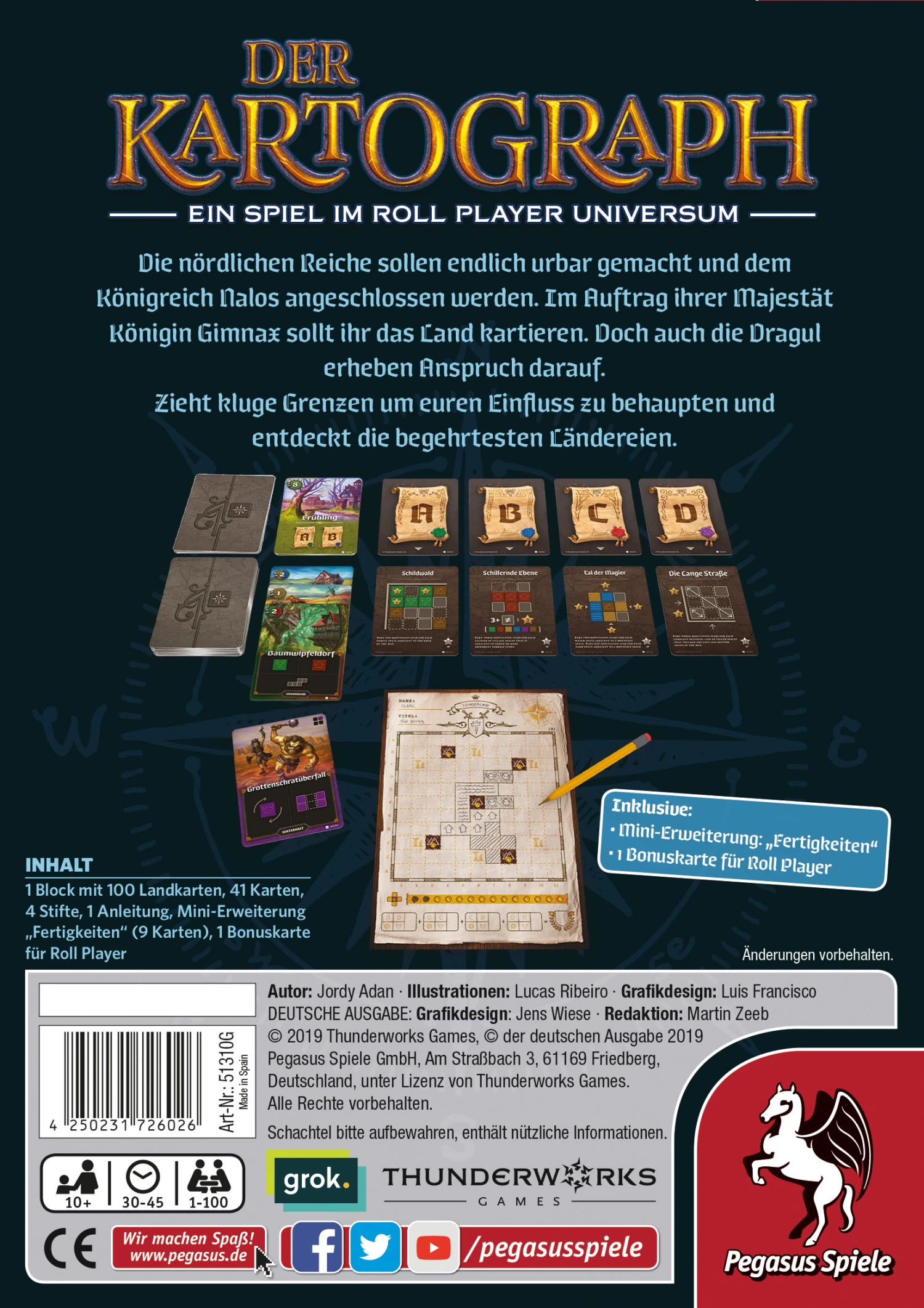 Pegasus Der Kartograph Flip & Write-Spiel Für 1-100 Spieler Ab 10 Jahren – Bild 2