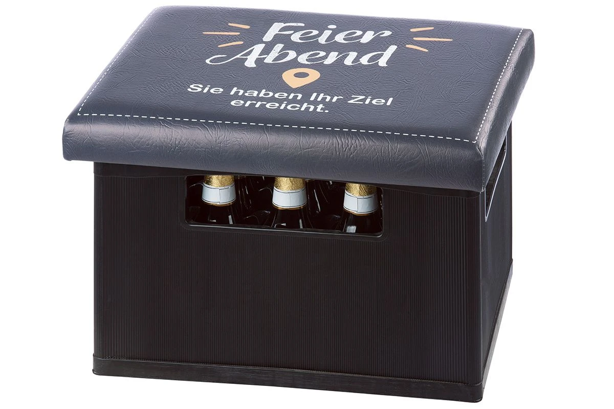 Gilde 42970 Bierkasten Sitzkissen "Feierabend" 44x34cm Sitzpolster Schwarz – Bild 2