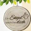 Gilde 45654 Holz Baumscheibe Mit Spruch "Ein Engel Beschütze Dich" Ca 30cm