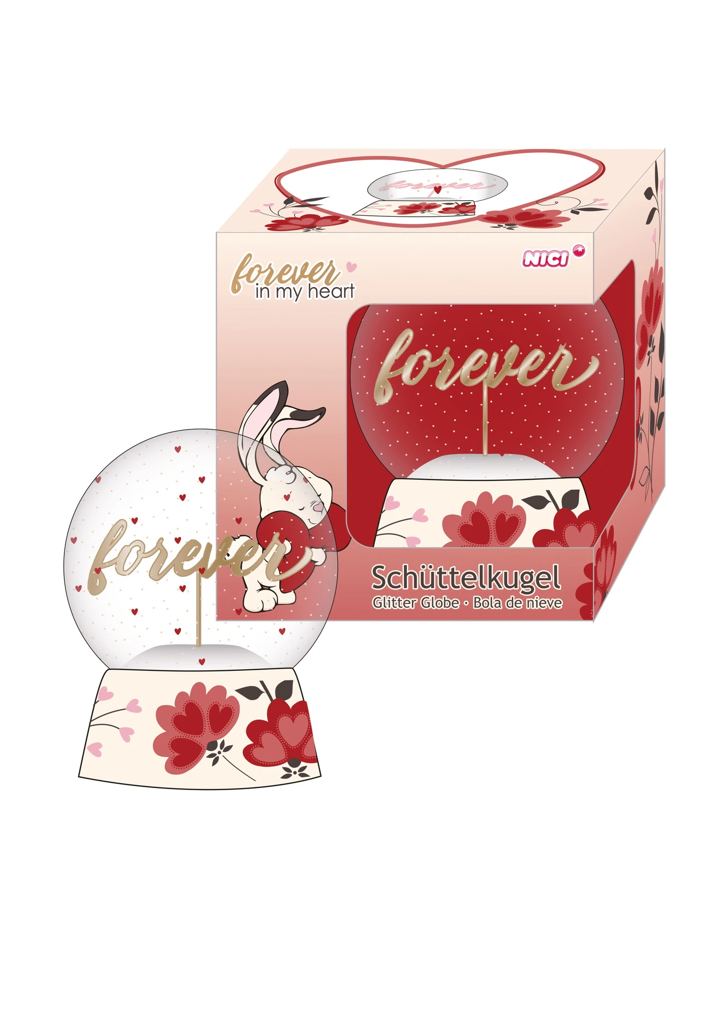 Nici 47484 Schüttelkugel Groß Love Hase Forever In My Heart Ø 8cm In Geschenkbox – Bild 3