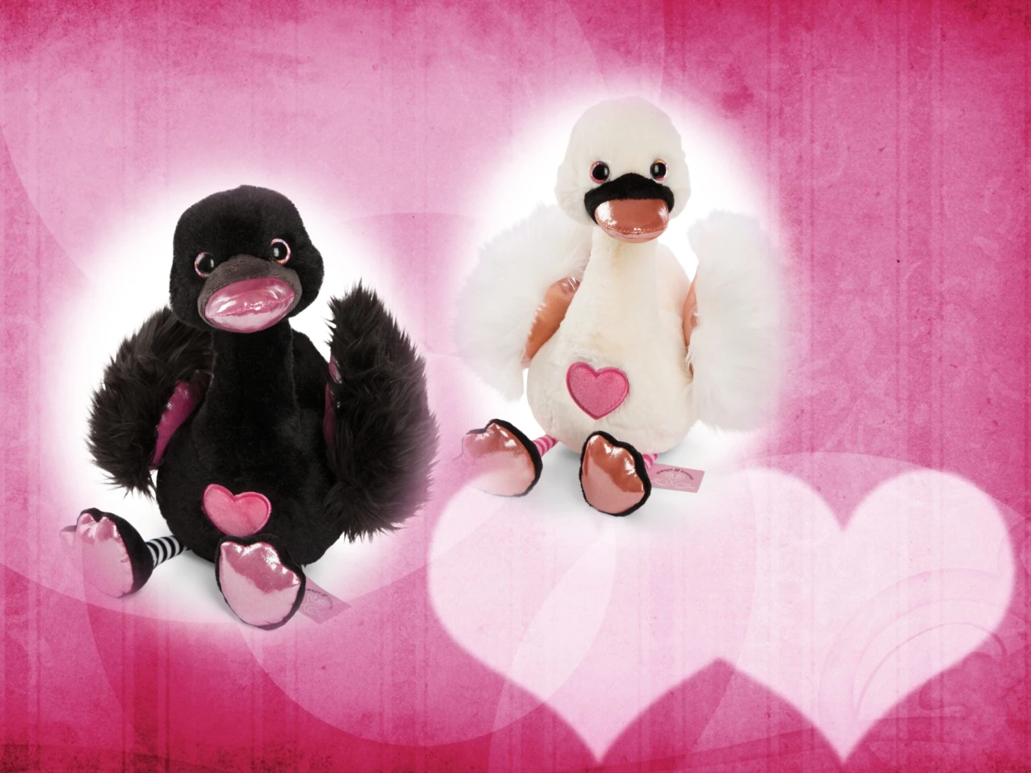 Nici 48268 + 48269 SET Zwei Schwäne 35cm Plüsch Kuscheltier Love Classics GREEN – Bild 2