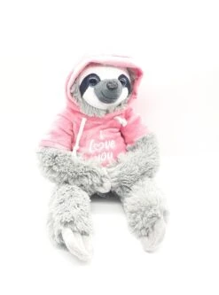 Faultier Sloth Mit Rosa Hoodie "I Love You" Plüsch Kuscheltier Liebe 30cm